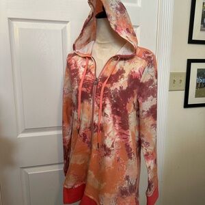 LOGO by Lori Goldstein Tie-Dye Zip front Hoodie